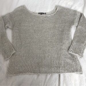 Vince Mohair & Silver Metallic Boat Neck Elegant Loose Open Knit Sweater S
